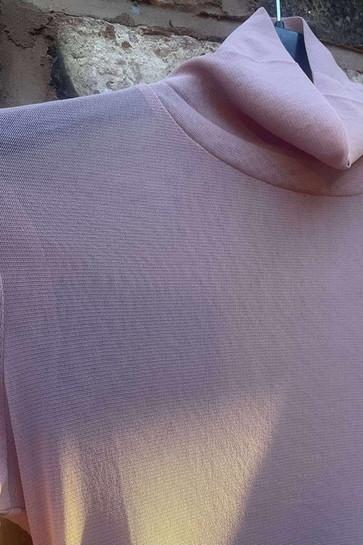 Essential Stretch Mesh Polo Layering Top Antique Rose